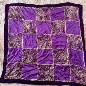 Vintage Purple and Cream 30s hand rolled Silk Scarf